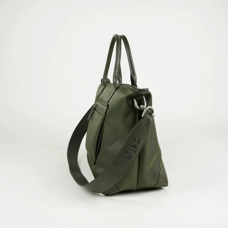 Dark Green Womens Nylon Shoulder Tote Green Nylon Handbag Shoulder Purse for Ladies