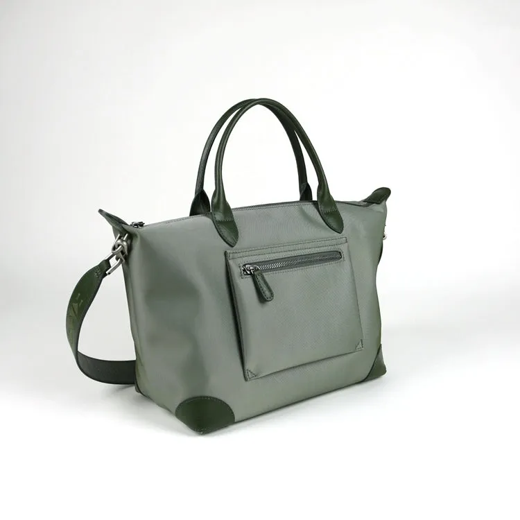 Dark Green Womens Nylon Shoulder Tote Green Nylon Handbag Shoulder Purse for Ladies