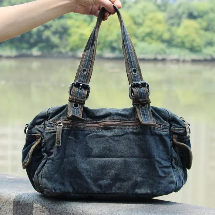 Denim Blue Mens Womens Large Shoulder Bag Handbag Blue Jean Messenger Bag For Men