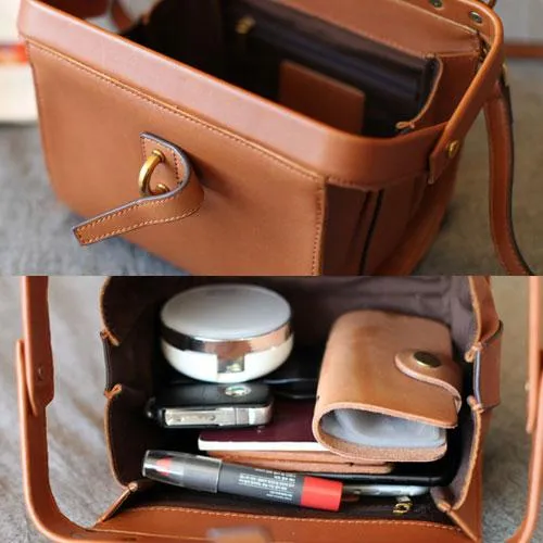 Fashion Black Womens Mini Leather Handbag Shoulder Bag Brown Cute Crossbody Bag Purse
