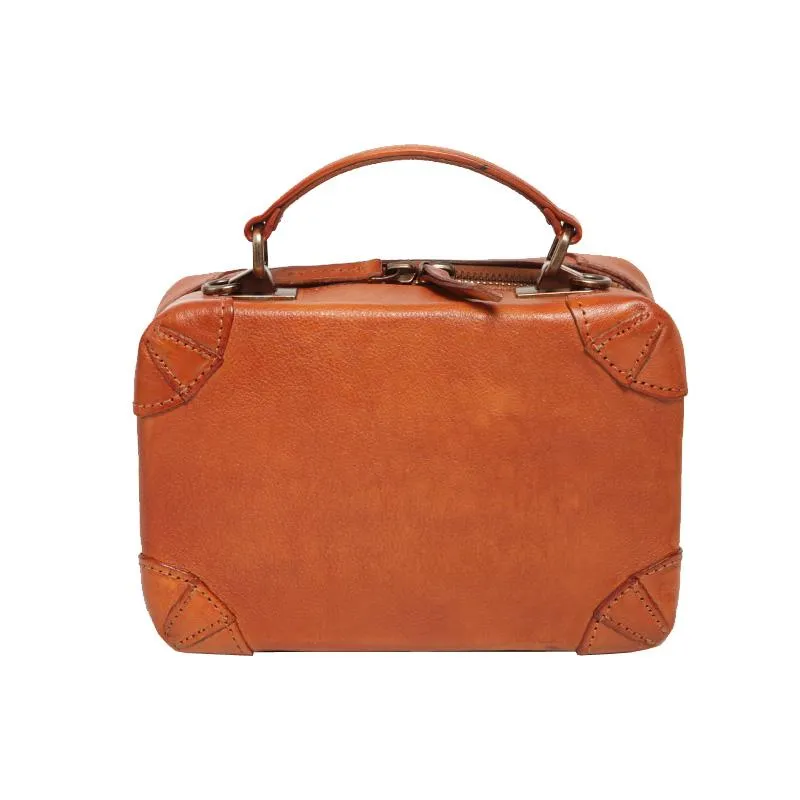 Fashion Womens Black Leather Square Structured Box Handbag Satchel Brown Leather Satchel Shoulder Bag