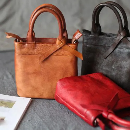 Fashion Womens Mini Brown Leather Tote Bag Shoulder Bag Satchel Crossbody Bag Purse for Women