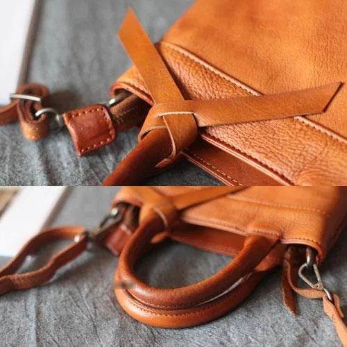 Fashion Womens Mini Brown Leather Tote Bag Shoulder Bag Satchel Crossbody Bag Purse for Women