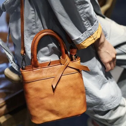 Fashion Womens Mini Brown Leather Tote Bag Shoulder Bag Satchel Crossbody Bag Purse for Women