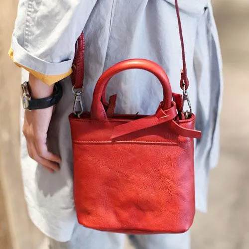 Fashion Womens Mini Brown Leather Tote Bag Shoulder Bag Satchel Crossbody Bag Purse for Women