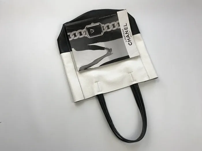 Fashion Womens White Black Leather Vertical Tote Bags White Black Shoulder Tote Bag Handbag Tote For Women