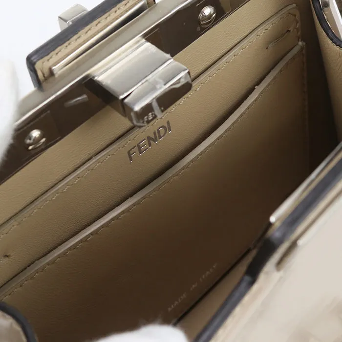 FENDI 8BN339 Shoulder Bag Cut Petit Peekaboo Chain bag leather Light Beige Women