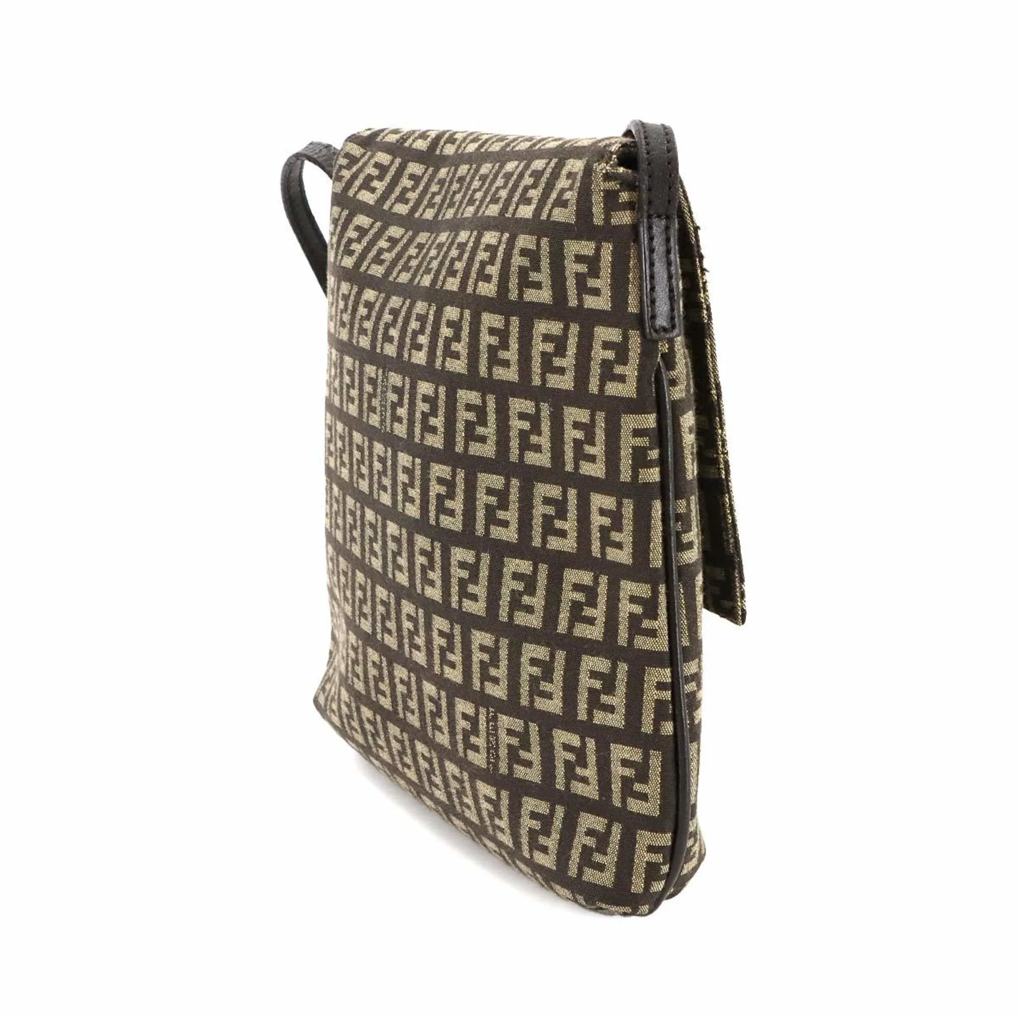 Fendi Canvas Leather Shoulder Bag (Pre-Owned)