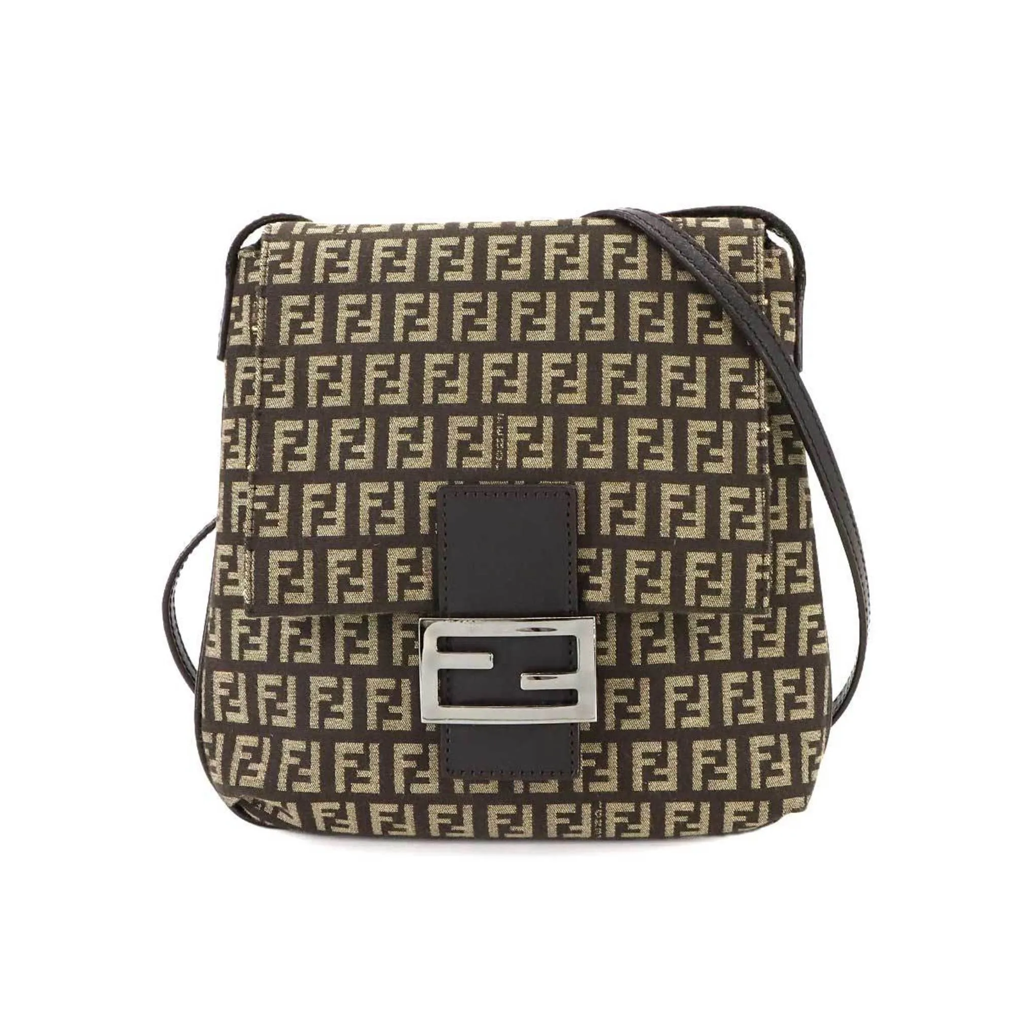 Fendi Canvas Leather Shoulder Bag (Pre-Owned)
