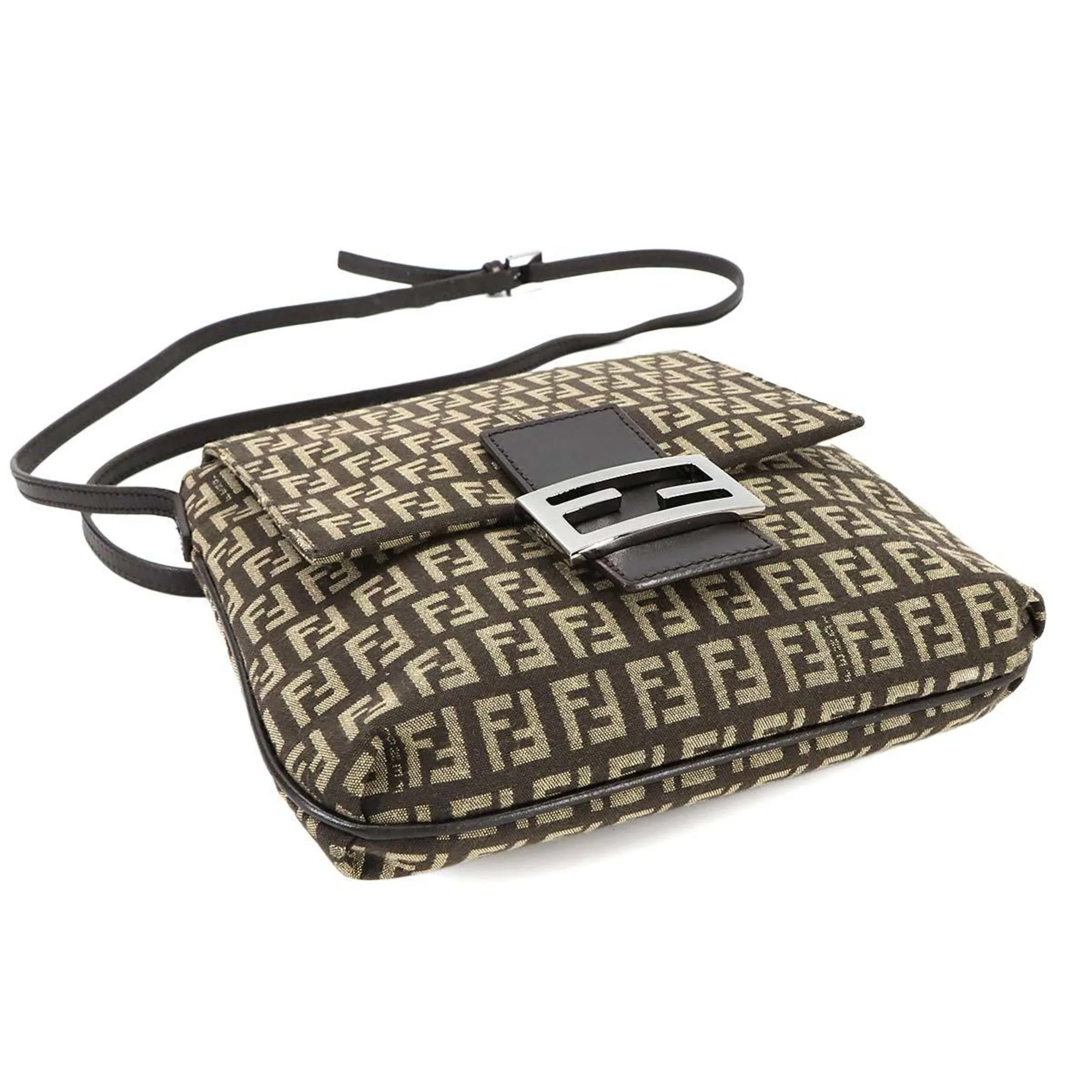 Fendi Canvas Leather Shoulder Bag (Pre-Owned)
