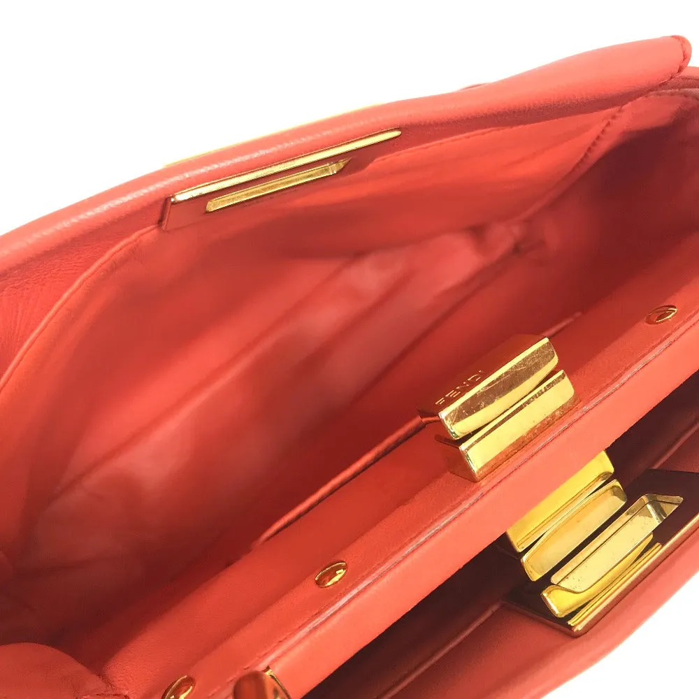 FENDI Handbag 8BN244 leather Salmon pink type Shoulder Crossbody Mini Pea Kaboo Women Used