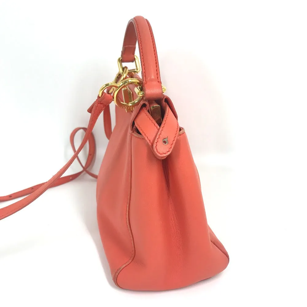 FENDI Handbag 8BN244 leather Salmon pink type Shoulder Crossbody Mini Pea Kaboo Women Used