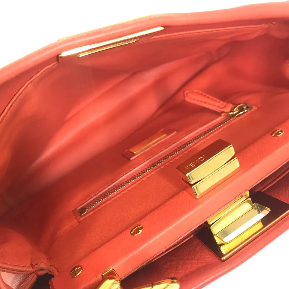 FENDI Handbag 8BN244 leather Salmon pink type Shoulder Crossbody Mini Pea Kaboo Women Used