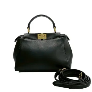 FENDI Shoulder Bag leather black Peek-a-boo mini