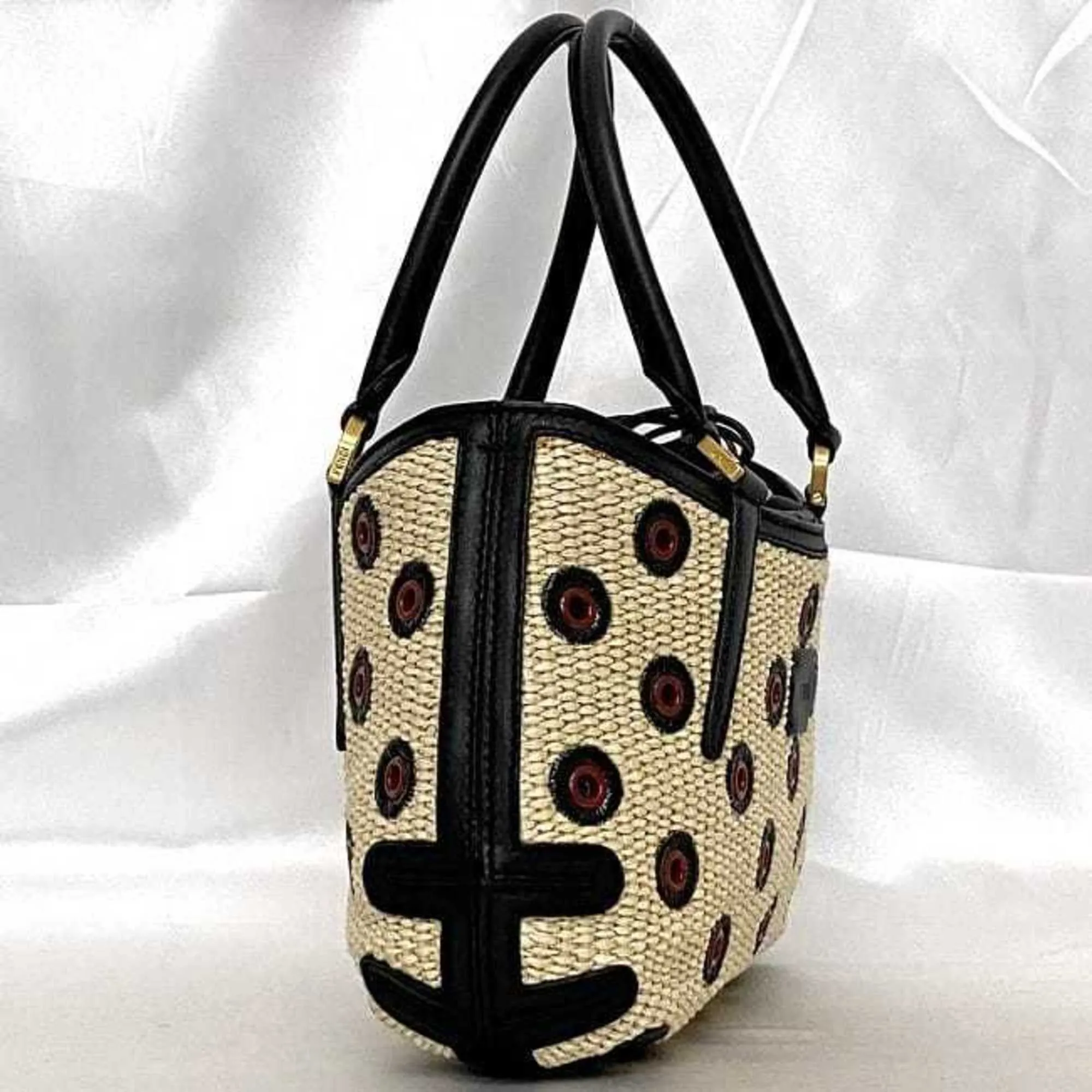 Fendi  Straw Leather Handbag Shoulder Bag (Pre-Owned)