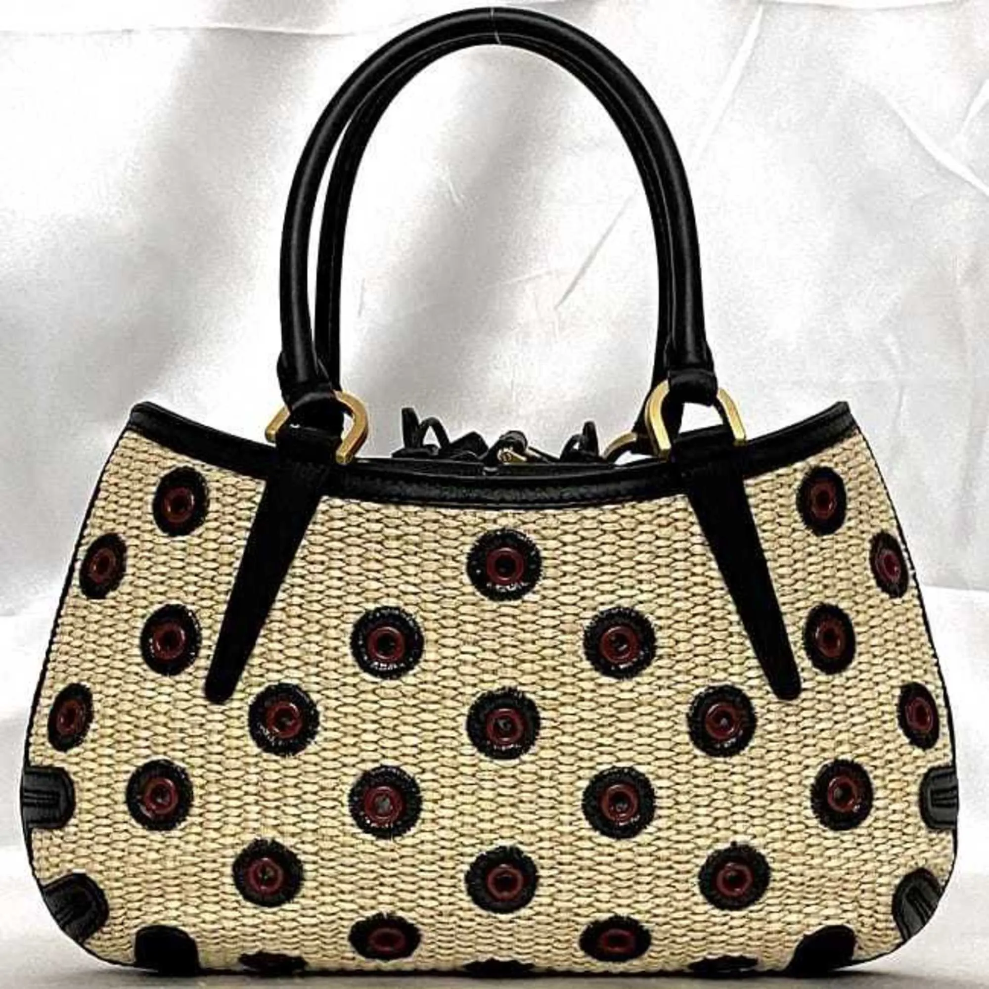 Fendi  Straw Leather Handbag Shoulder Bag (Pre-Owned)