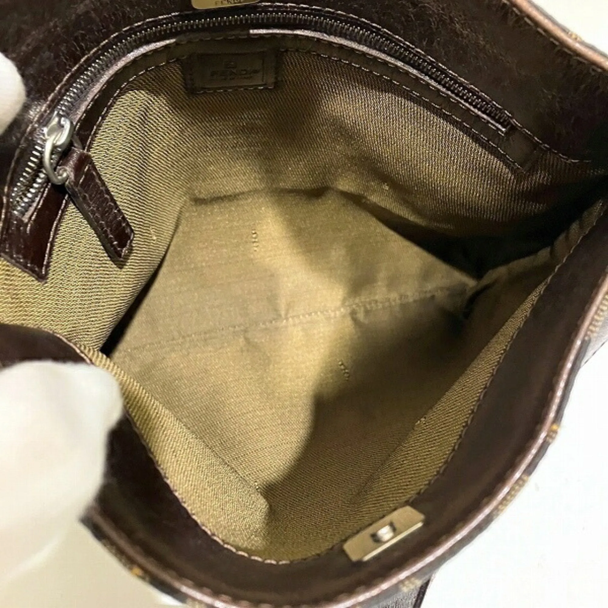 Fendi Zucca Leather Shoulder Bag (Pre-Owned)