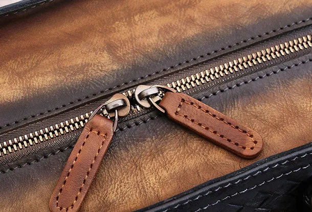 Genuine Handmade Woven Vintage Leather Handbag Shoulder Bag Women Leather Purse