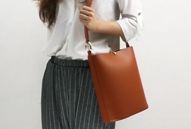 Genuine Leather Bucket Bag Purse Bag Shoulder Bag for Women Leather Crossbody Bag