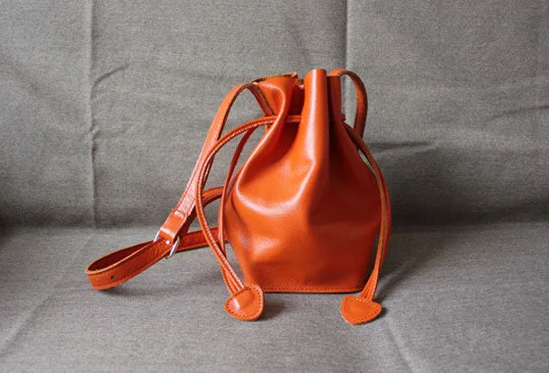Genuine Leather Bucket Bag Shoulder Bag Crossbody Bag Handbag Purse For Women