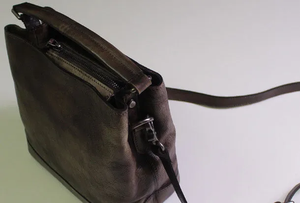 Genuine Leather bucket bag shoulder bag tote bag vintage for women leather crossbody bag