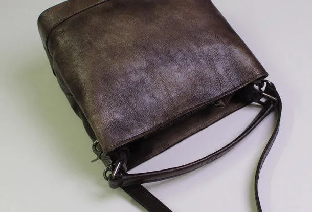 Genuine Leather bucket bag shoulder bag tote bag vintage for women leather crossbody bag