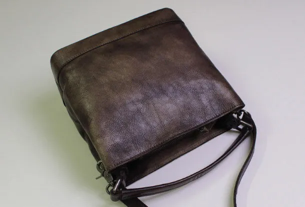 Genuine Leather bucket bag shoulder bag tote bag vintage for women leather crossbody bag