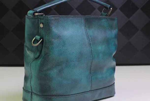 Genuine Leather bucket bag shoulder bag tote bag vintage for women leather crossbody bag