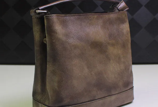 Genuine Leather bucket bag shoulder bag tote bag vintage for women leather crossbody bag
