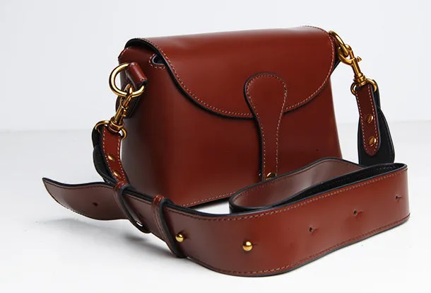 Genuine Leather Cute Brown Small Crossbody Bag Shoulder Bag Women Girl Fashion Leather Purse