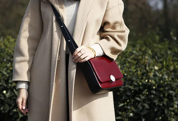 Genuine Leather Cute Square Crossbody Bag Shoulder Bag Women Girl Fashion Leather Purse