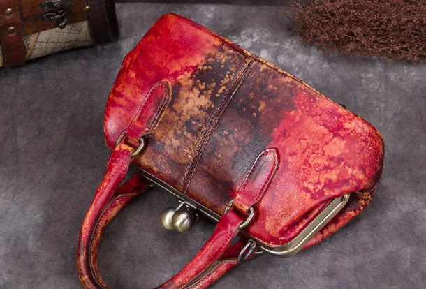Genuine Leather Handbag Vintage Bag Shoulder Bag Crossbody Bag Clutch Purse For Women