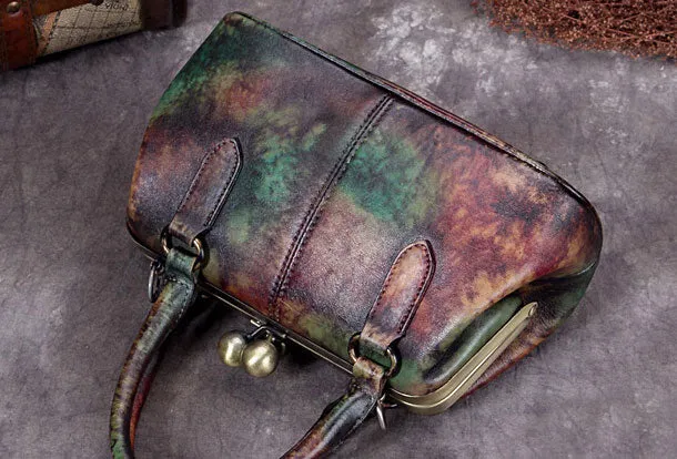 Genuine Leather Handbag Vintage Bag Shoulder Bag Crossbody Bag Clutch Purse For Women