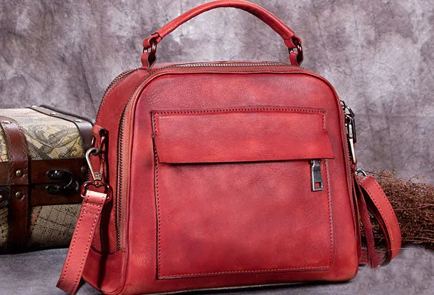 Genuine Leather Handbag Vintage Crossbody Bag Shoulder Bag Purse For Women