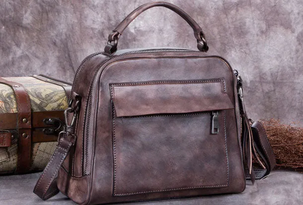 Genuine Leather Handbag Vintage Crossbody Bag Shoulder Bag Purse For Women