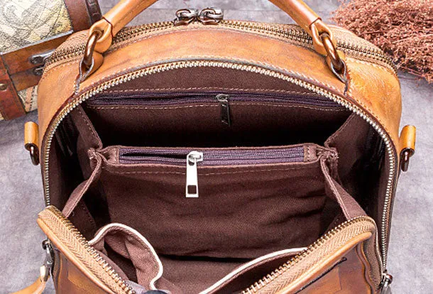Genuine Leather Handbag Vintage Crossbody Bag Shoulder Bag Purse For Women