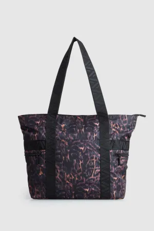 Gia Large Nylon Leopard Tote Bag