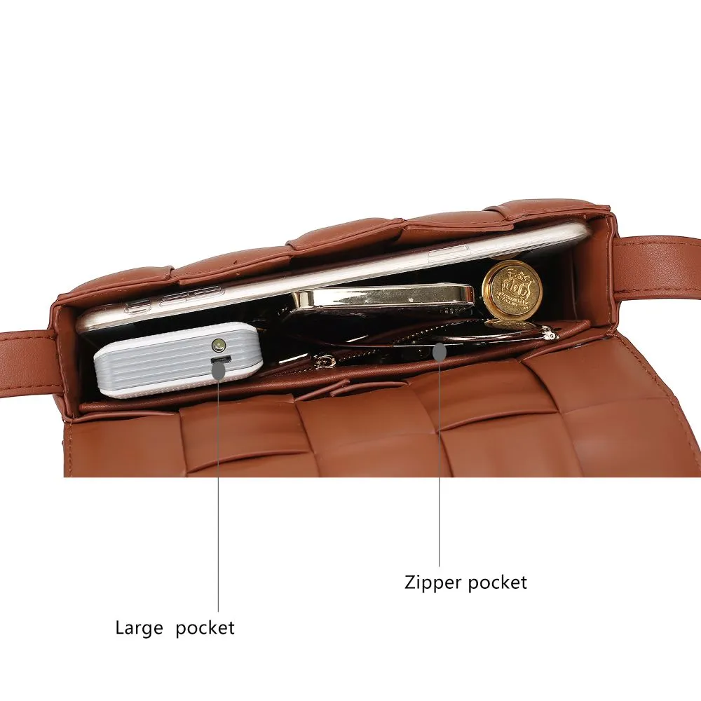 Ginger Woven Vegan Leather Womens Shoulder Bag