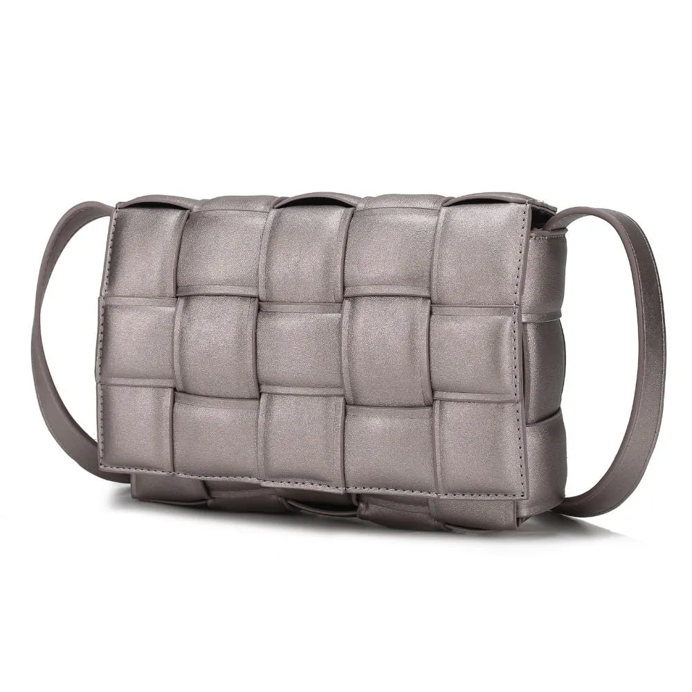 Ginger Woven Vegan Leather Womens Shoulder Bag