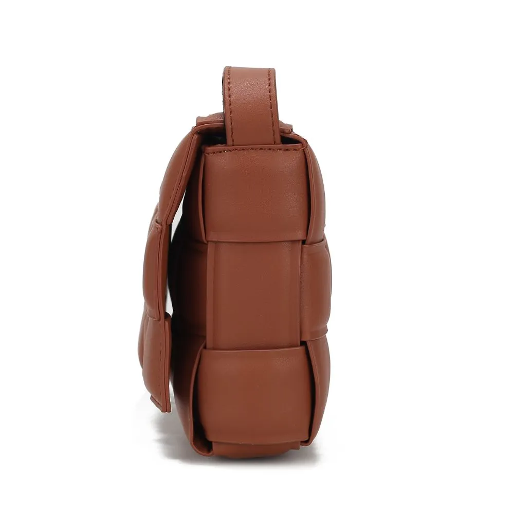 Ginger Woven Vegan Leather Womens Shoulder Bag