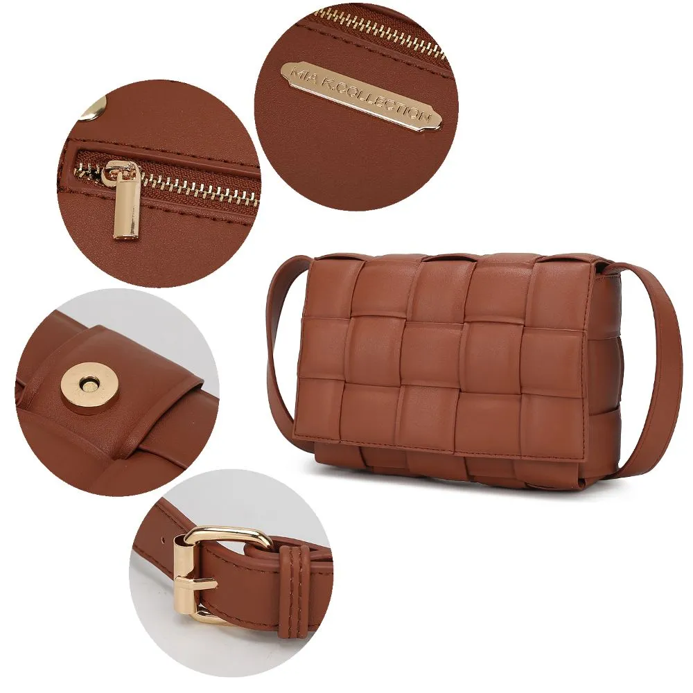Ginger Woven Vegan Leather Womens Shoulder Bag
