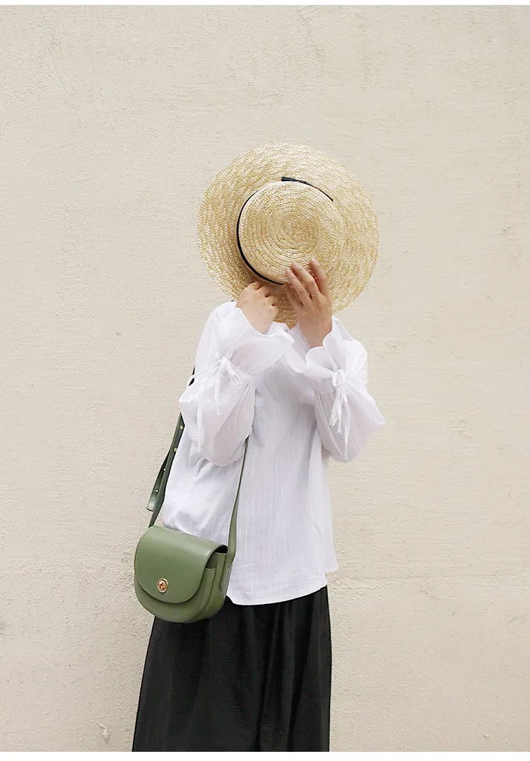 Green Leather Women Small Saddle Shoulder Bag For Women
