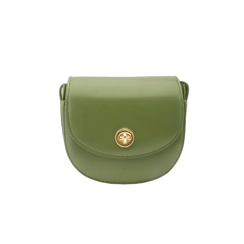 Green Leather Women Small Saddle Shoulder Bag For Women