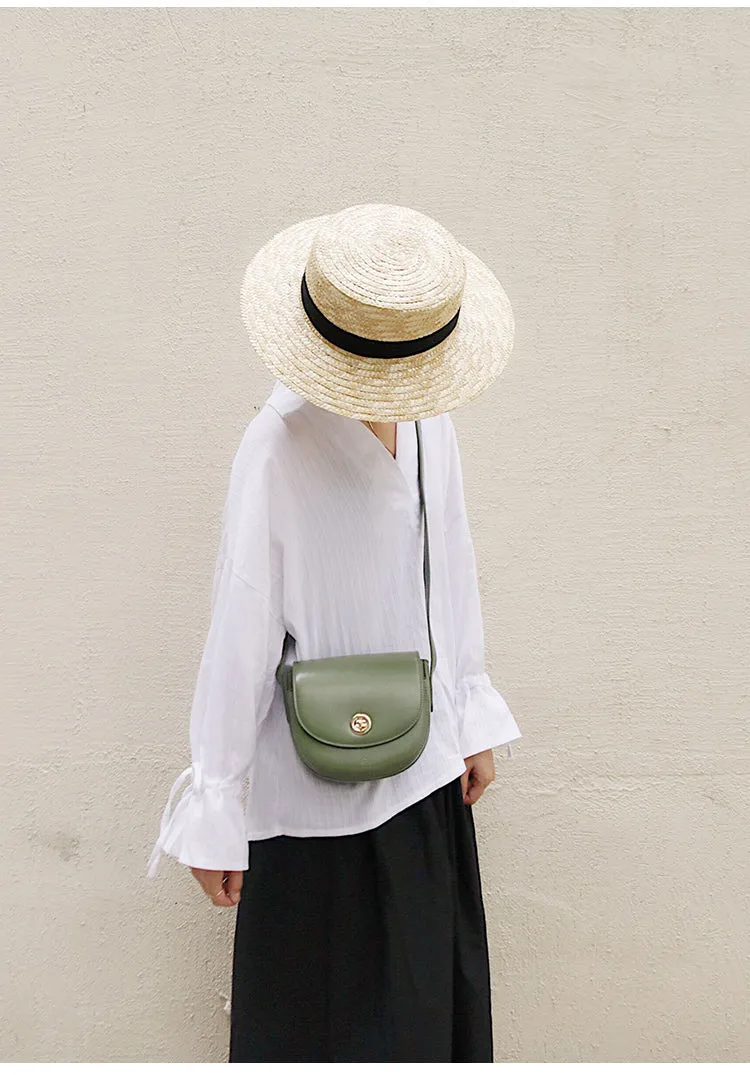 Green Leather Women Small Saddle Shoulder Bag For Women