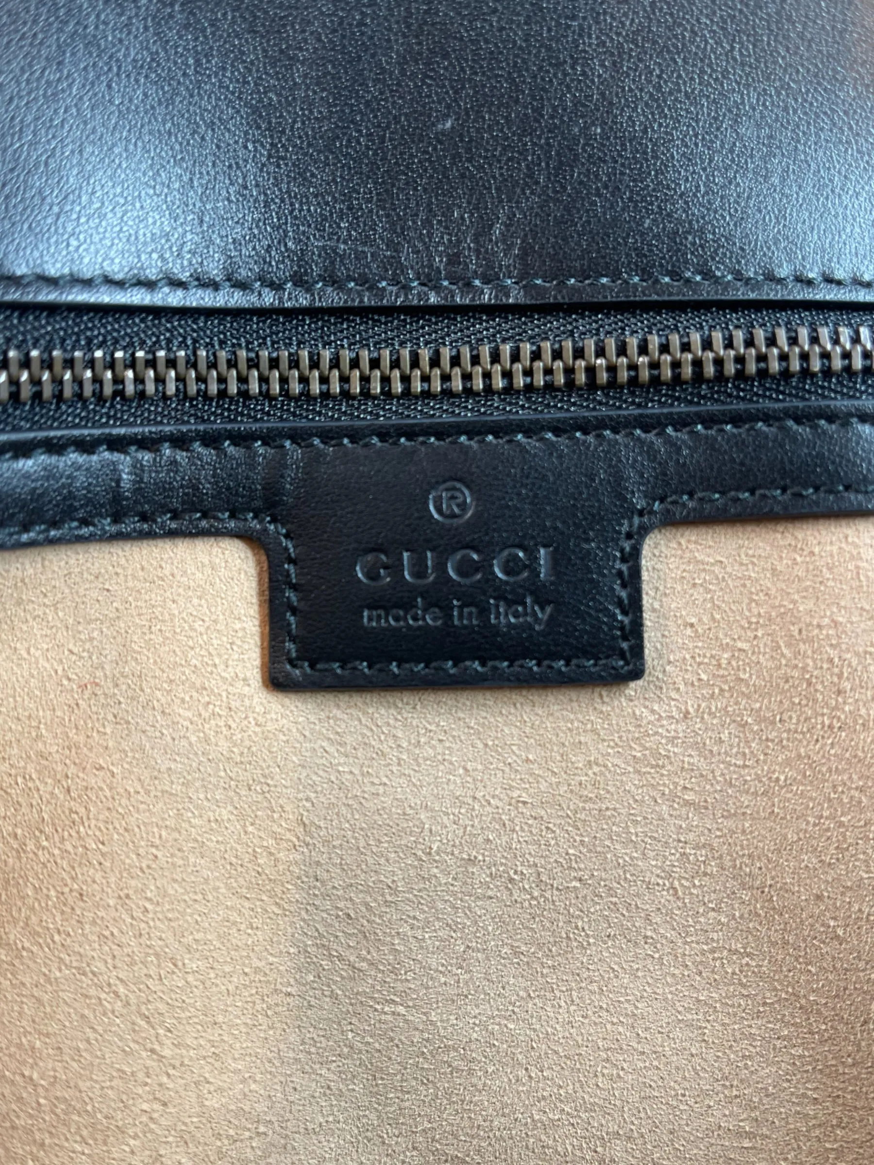 Gucci Black Leather Large GG Marmont Crossbody