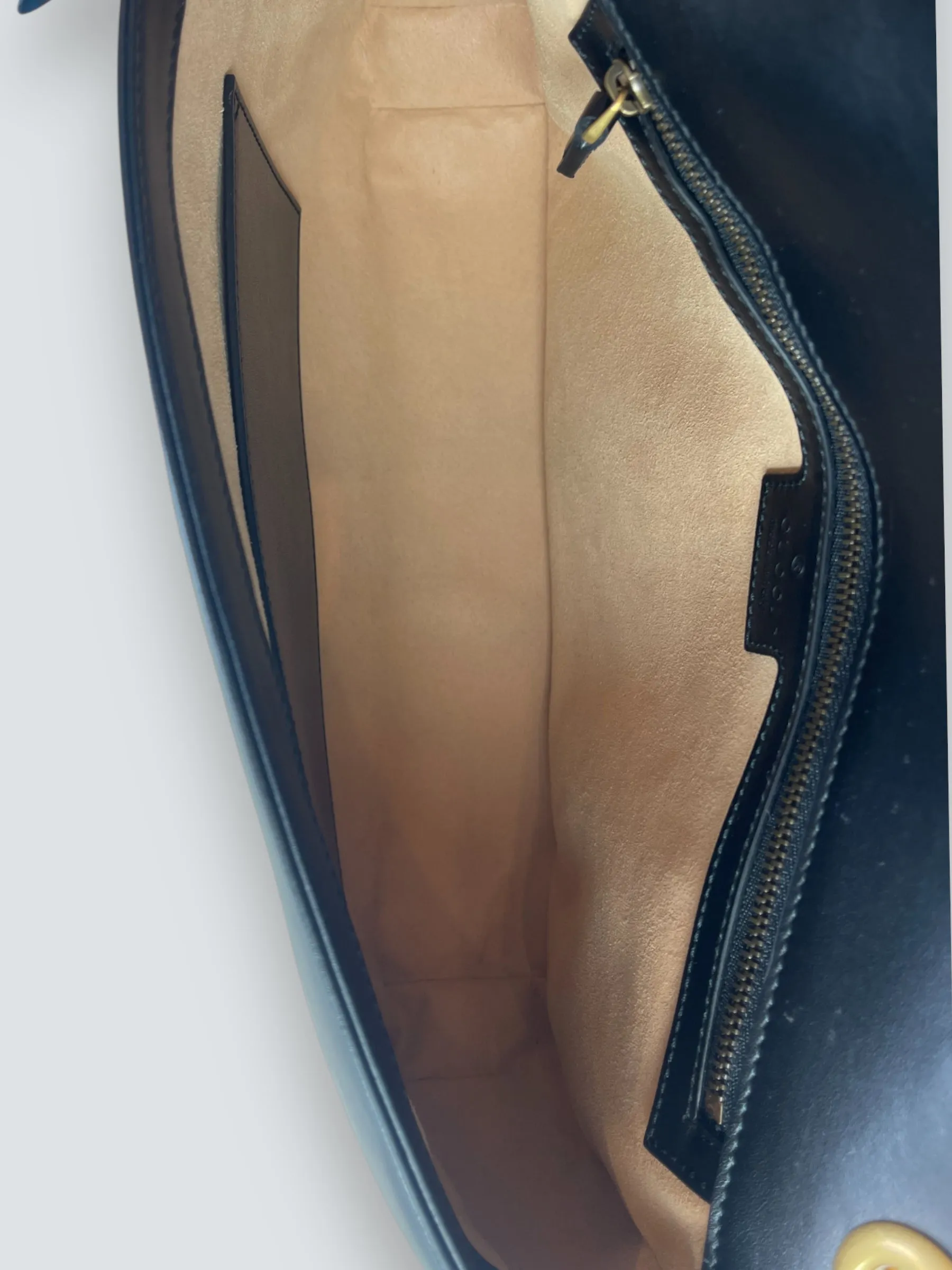 Gucci Black Leather Large GG Marmont Crossbody