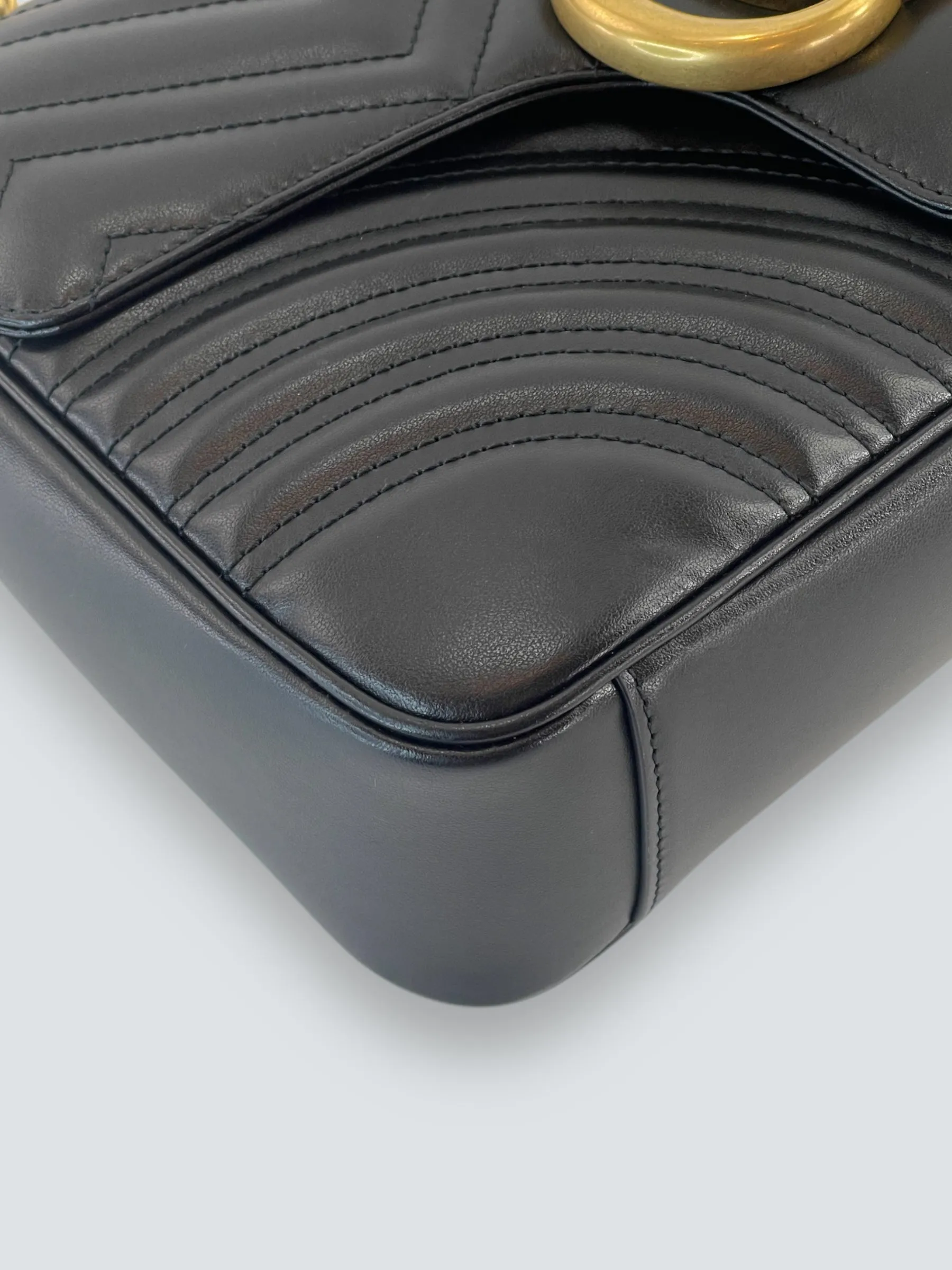 Gucci Black Leather Large GG Marmont Crossbody