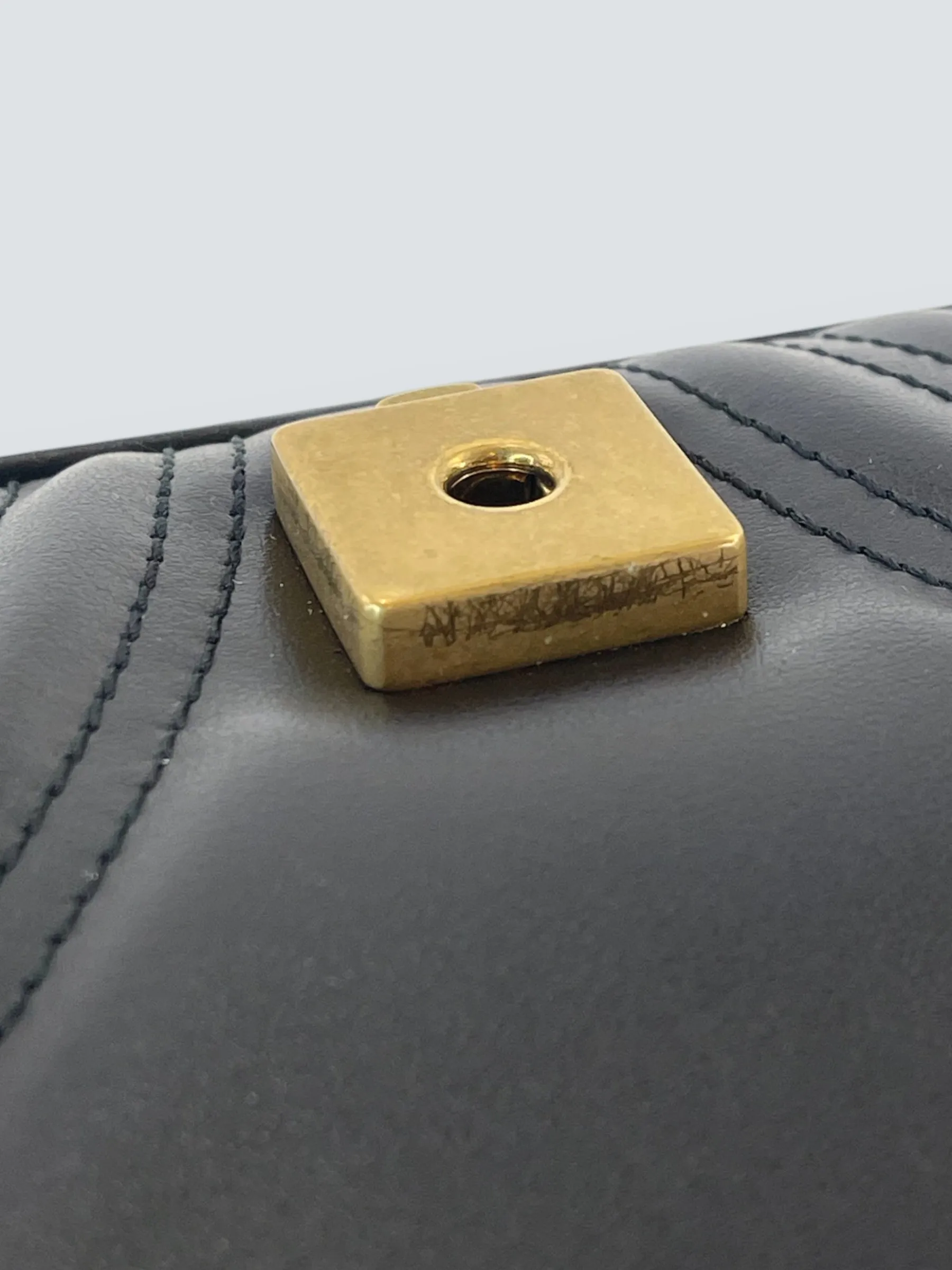 Gucci Black Leather Large GG Marmont Crossbody