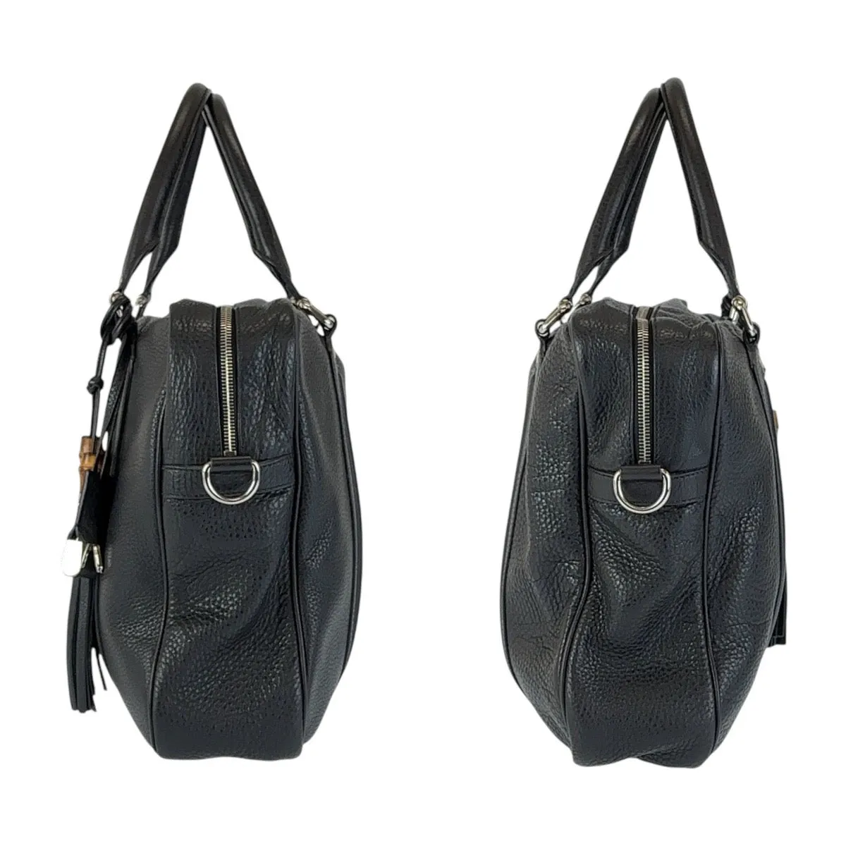 GUCCI Business bag 231850 leather Black SilverMetal Business Bag Briefcase Shoulder Bag 2WAY Bamboo Tassel mens Used
