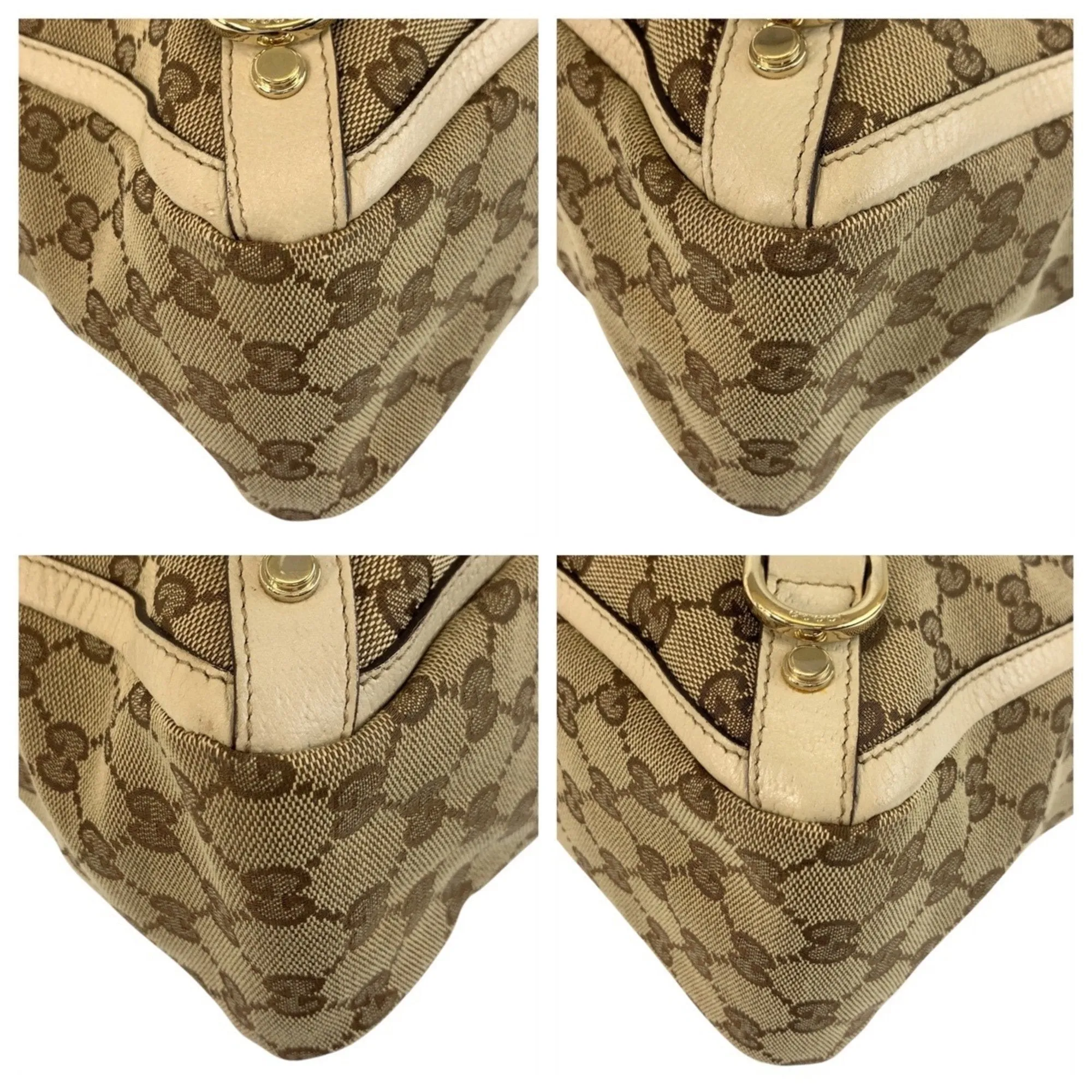 Gucci Gg Canvas Leather Shoulder Bag Tote Bag (Pre-Owned)